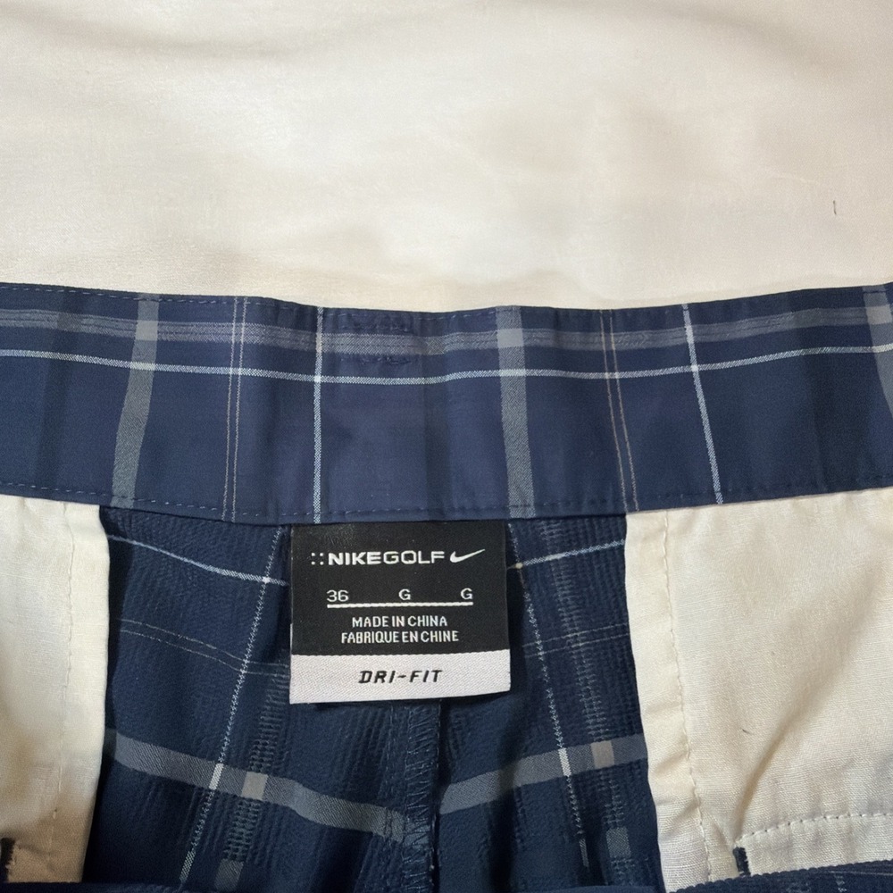 Nike Golf Dri-Fit Shorts Mens 36 Blue‎ Plaid Polyester Spandex Performance - Picture 2 of 9
